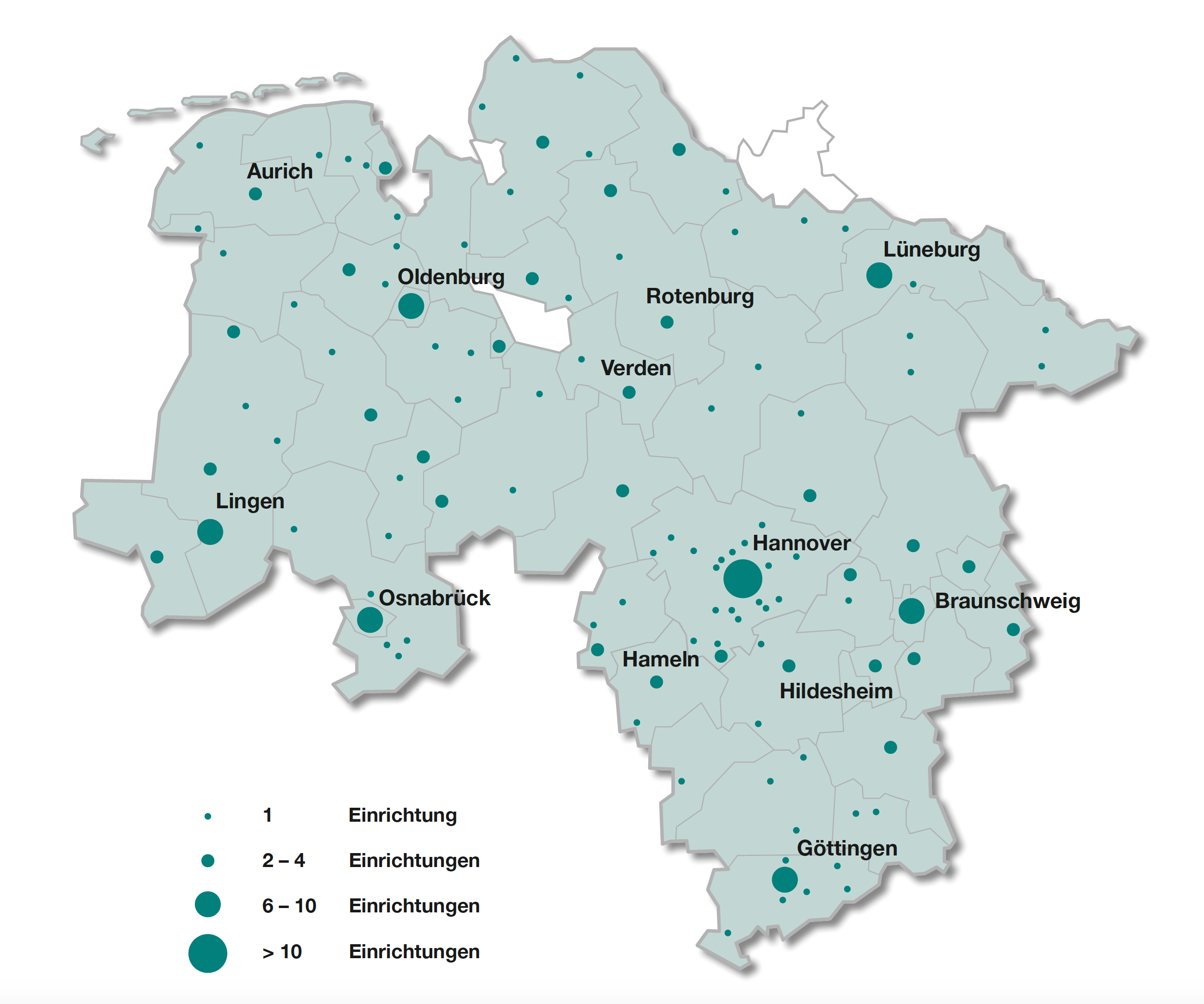 Karte - Verbände & Einrichtungen in Niedersachsen - nbeb